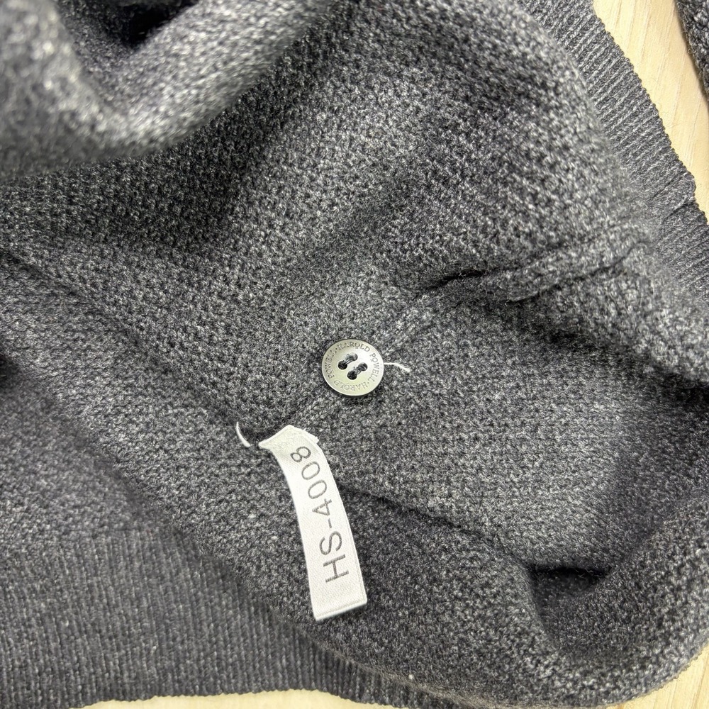 HAROLD POWELL CASHMERE SILK Knit Polo Long Sleeve Mens Large Charcoal Black - Picture 6 of 8